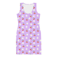 Load image into Gallery viewer, Lavender Cherry and Flower Bodycon dress