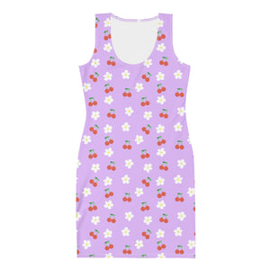 Lavender Cherry and Flower Bodycon dress