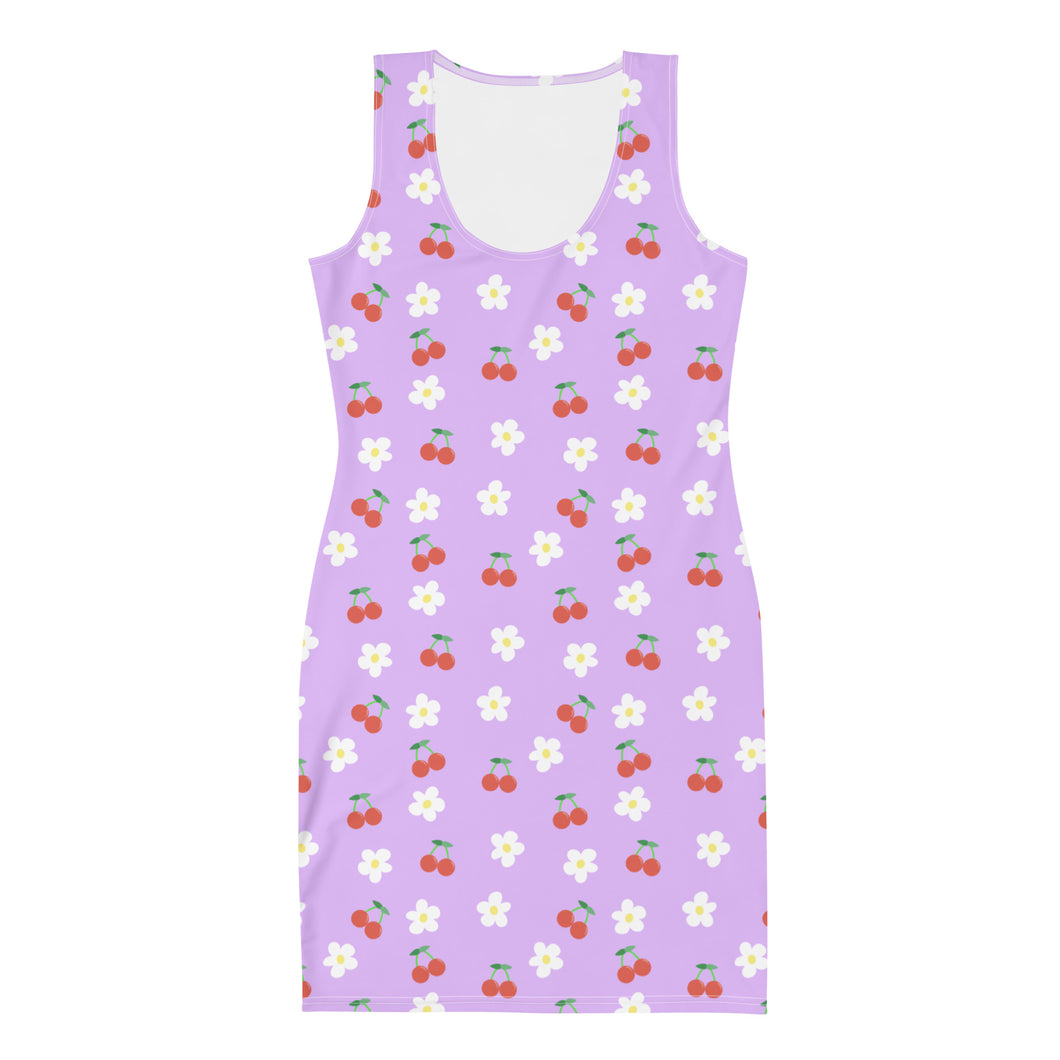 Lavender Cherry and Flower Bodycon dress