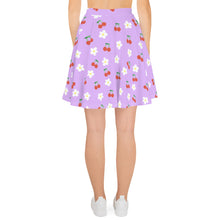 Load image into Gallery viewer, Lavender Cherry and Flower Skater Skirt