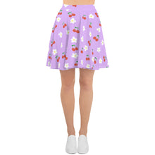Load image into Gallery viewer, Lavender Cherry and Flower Skater Skirt