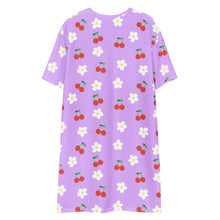 Load image into Gallery viewer, Lavender Cherry and Flower T-shirt dress
