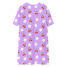 Load image into Gallery viewer, Lavender Cherry and Flower T-shirt dress