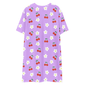 Lavender Cherry and Flower T-shirt dress
