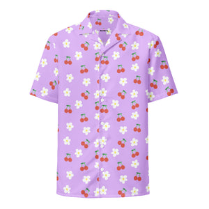 Lavender Cherry and Flower Unisex button shirt