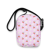 Load image into Gallery viewer, Pink Cherry and Flowers Utility crossbody bag