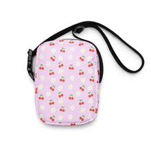 Load image into Gallery viewer, Pink Cherry and Flowers Utility crossbody bag
