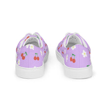 Load image into Gallery viewer, Lavender Cherry and Flower Women’s lace-up canvas shoes