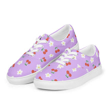 Load image into Gallery viewer, Lavender Cherry and Flower Women’s lace-up canvas shoes
