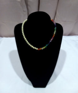 Rainbow Beads with Pearls - Half & Half Necklace