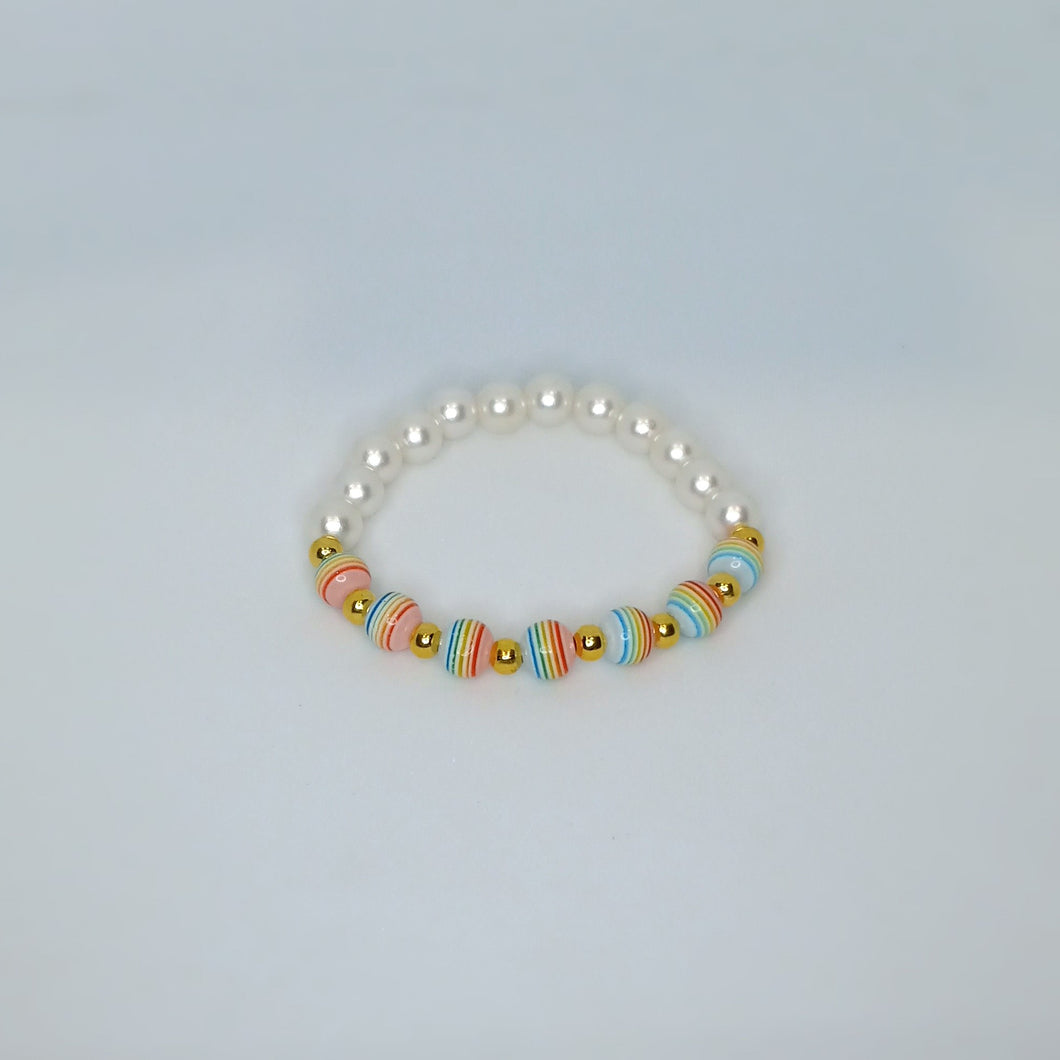 Rainbow and Pearls - Half & Half Bracelet