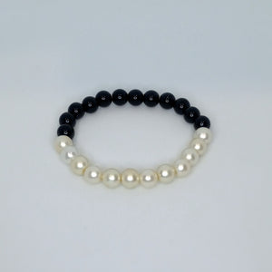 White and Black Pearls - Half & Half Bracelet