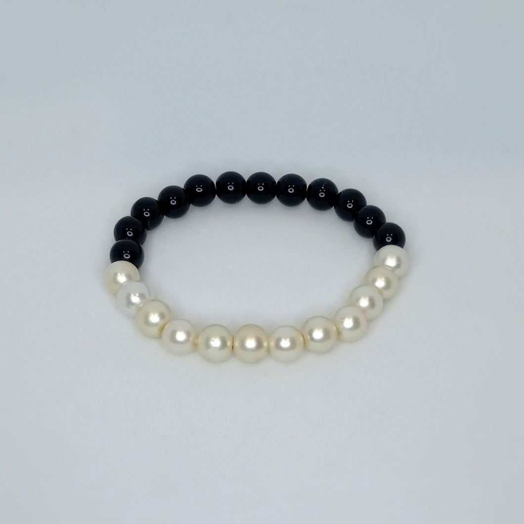 White and Black Pearls - Half & Half Bracelet