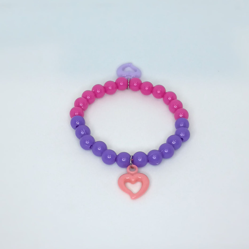 Pink and Purple Hearts - Half & Half Bracelet