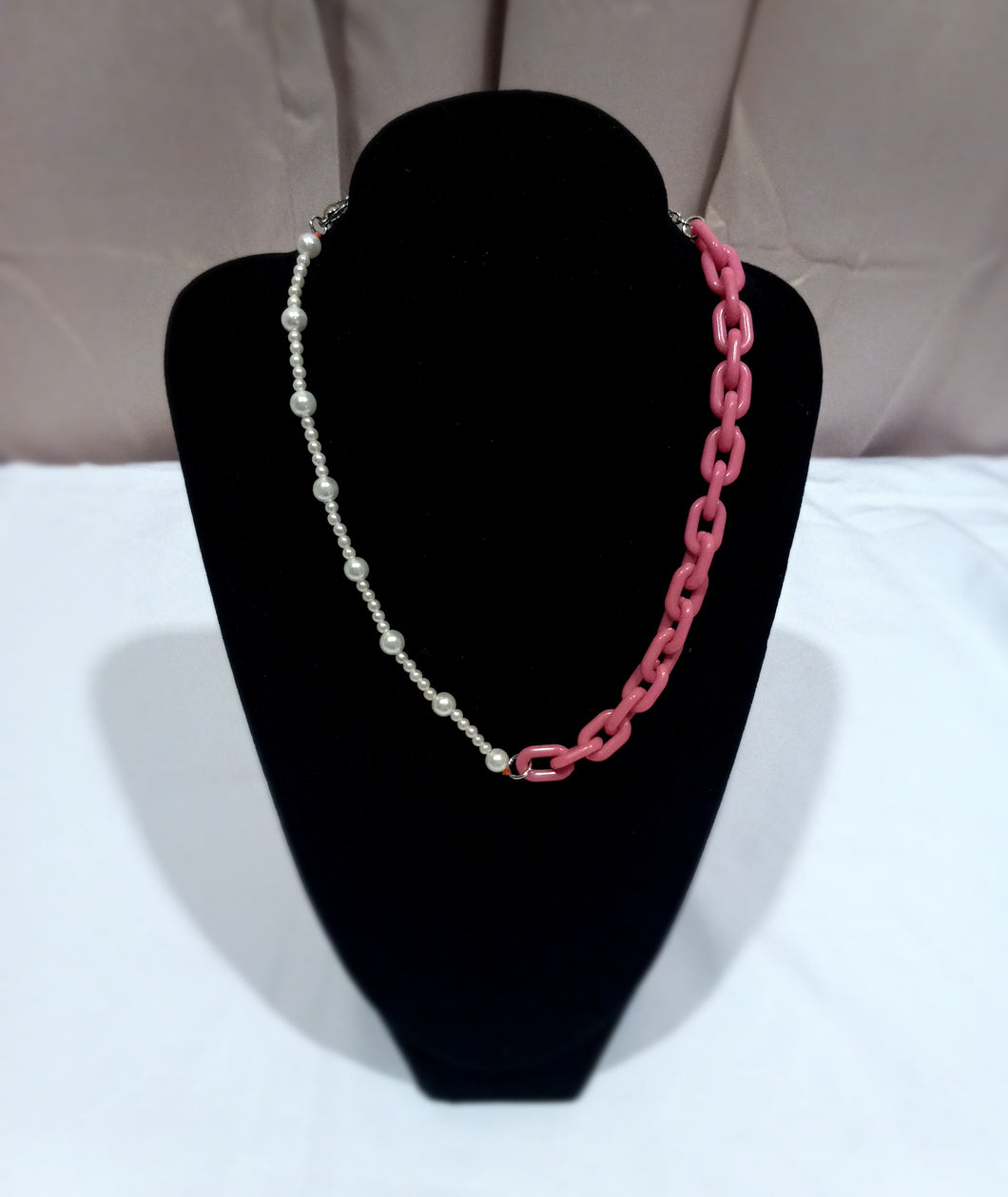 Pearl and Pink Link - Half & Half Necklace