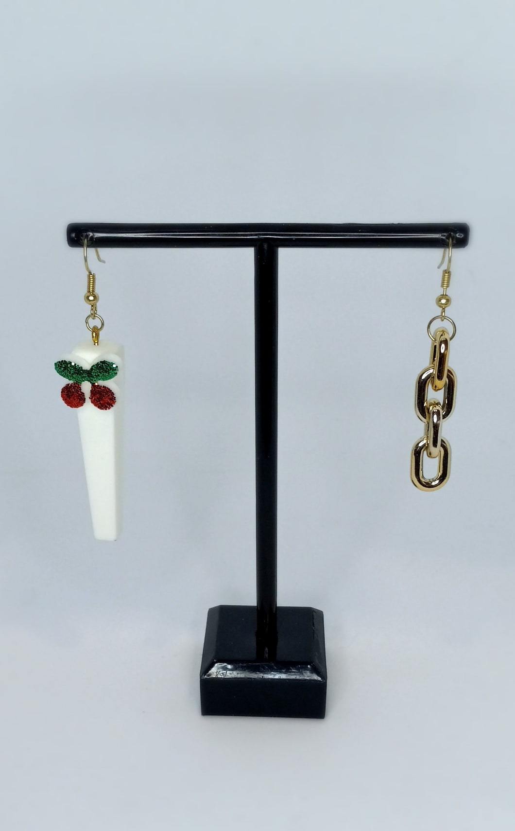 Cherry and Gold Links - Mix Match Earrings