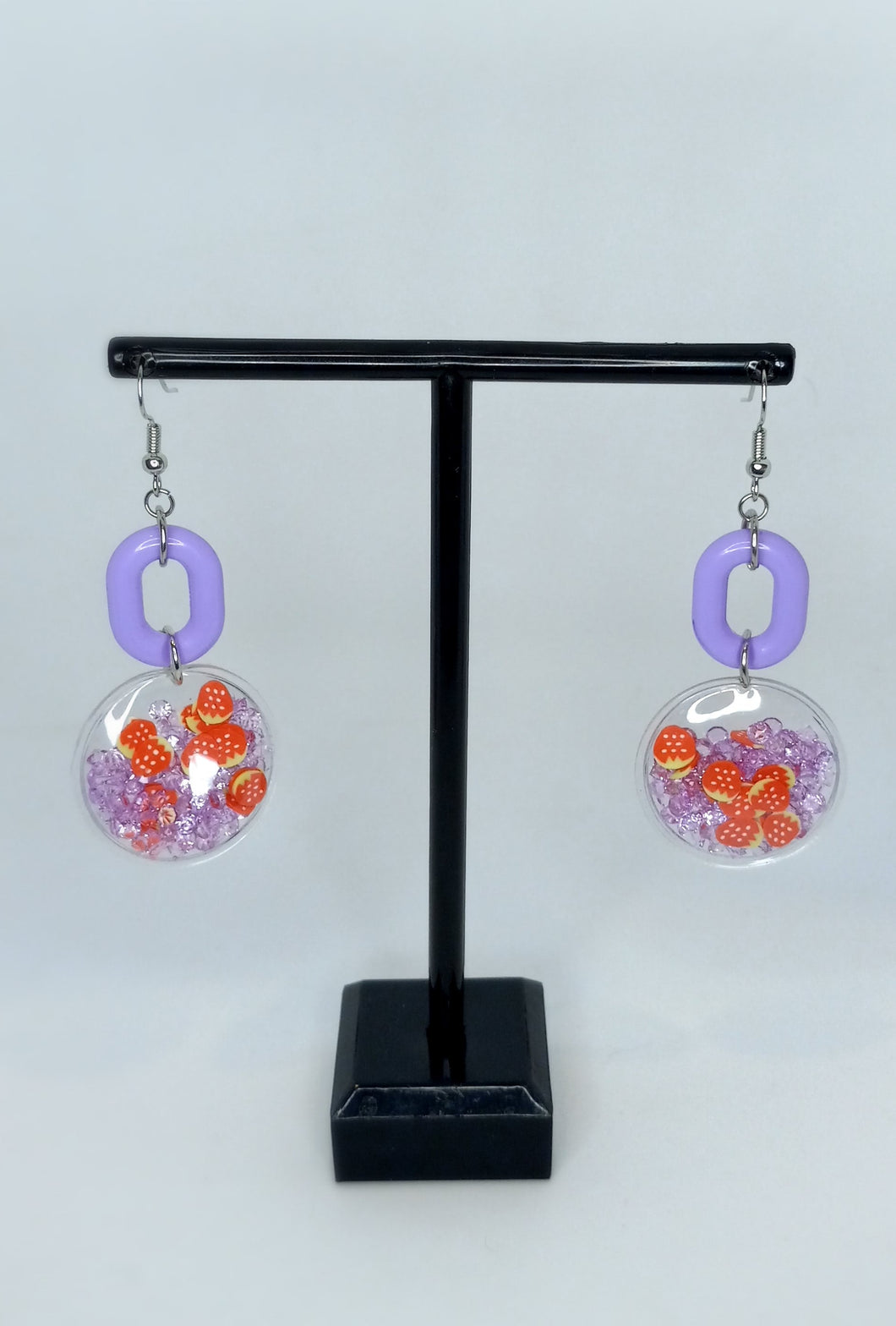 Purple Circle Shaker with Link Earrings