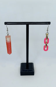 Pink Crystal with Links - Mix Match Earrings