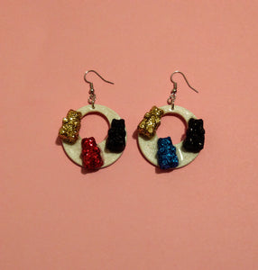 Glitter Bear Hoop earrings