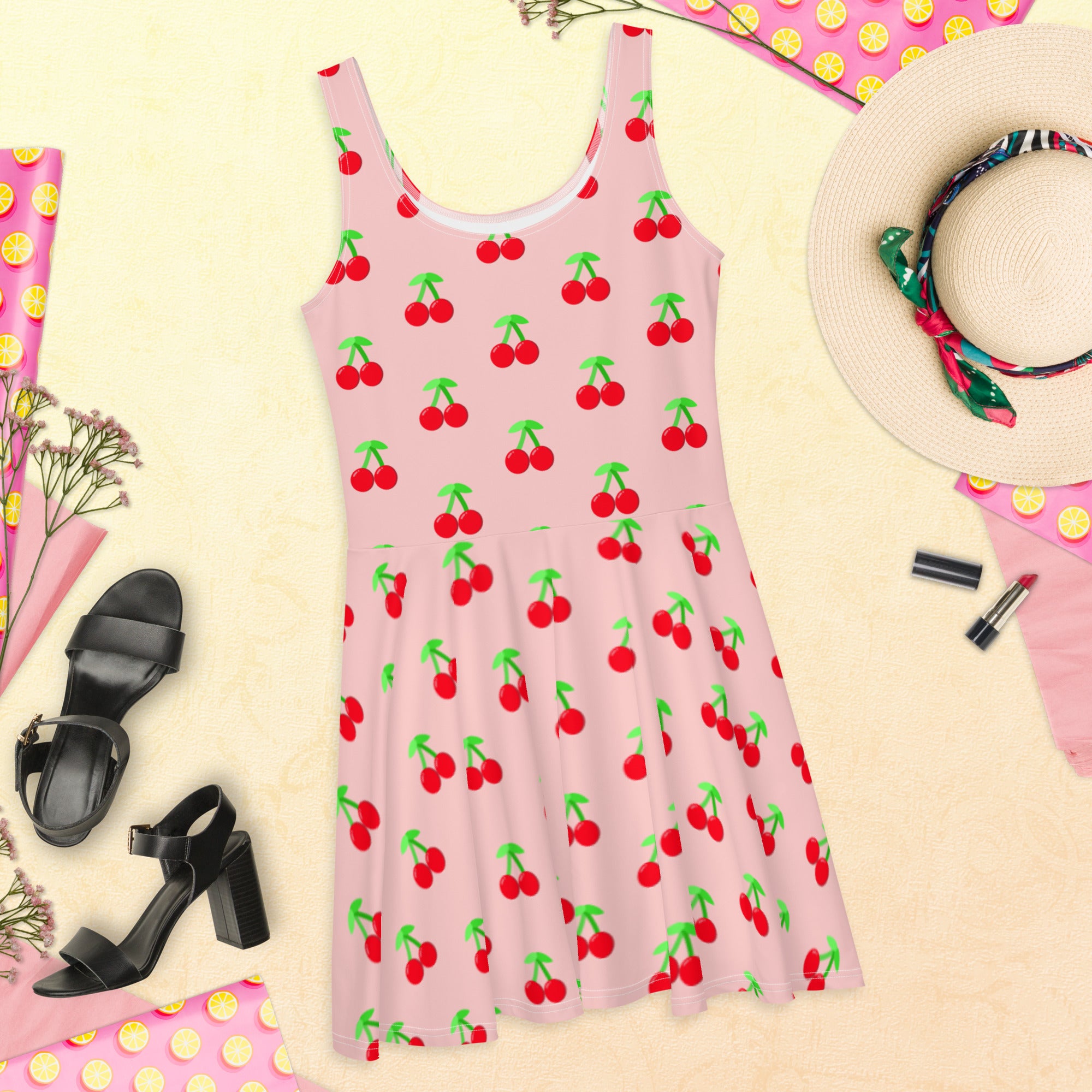 cherry print skater dress Vero Moda - Petite Button Up Skater Mini Dress - Women - Viscose - M